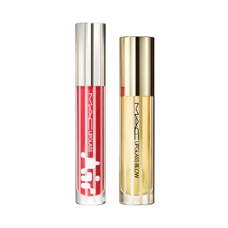 MAC SET MAQUILLAJE BRILLO LABIAL LABIOS BLOWING AIR KISSES GLOSSY LIP DUO HOLIDAY