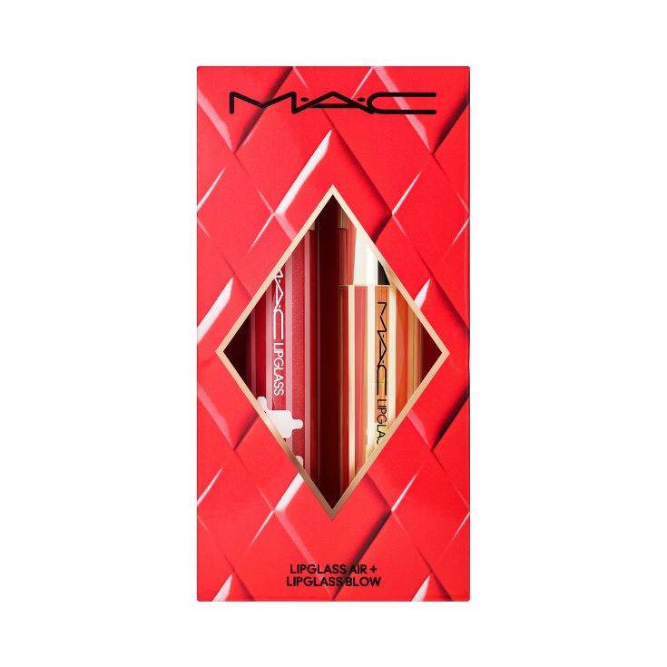 MAC SET MAQUILLAJE BRILLO LABIAL LABIOS BLOWING AIR KISSES GLOSSY LIP DUO HOLIDAY