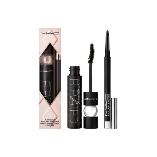 MAC SET MAQUILLAJE PESTAÑINA Y LAPIZ DE OJOS NEGRO OJOS MACSTACK Y COLOUR EXCESS HOLIDAY